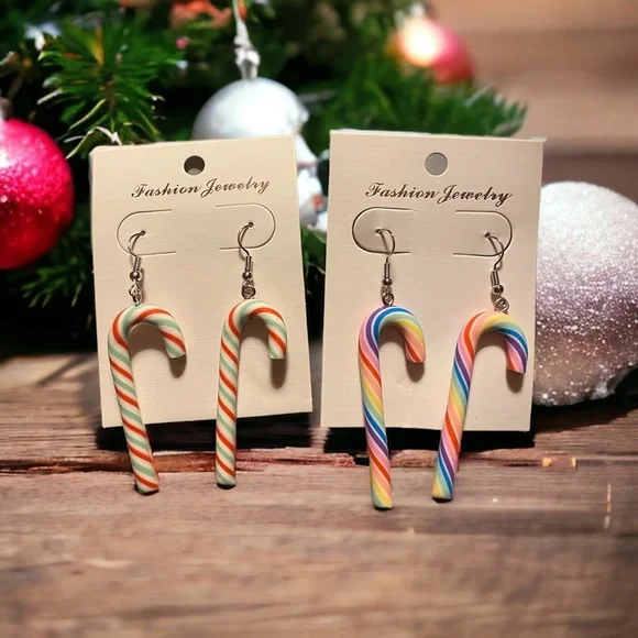 CANDY Cane Dangle Earrings set of 2 pairs (new) - Picture 5 of 9